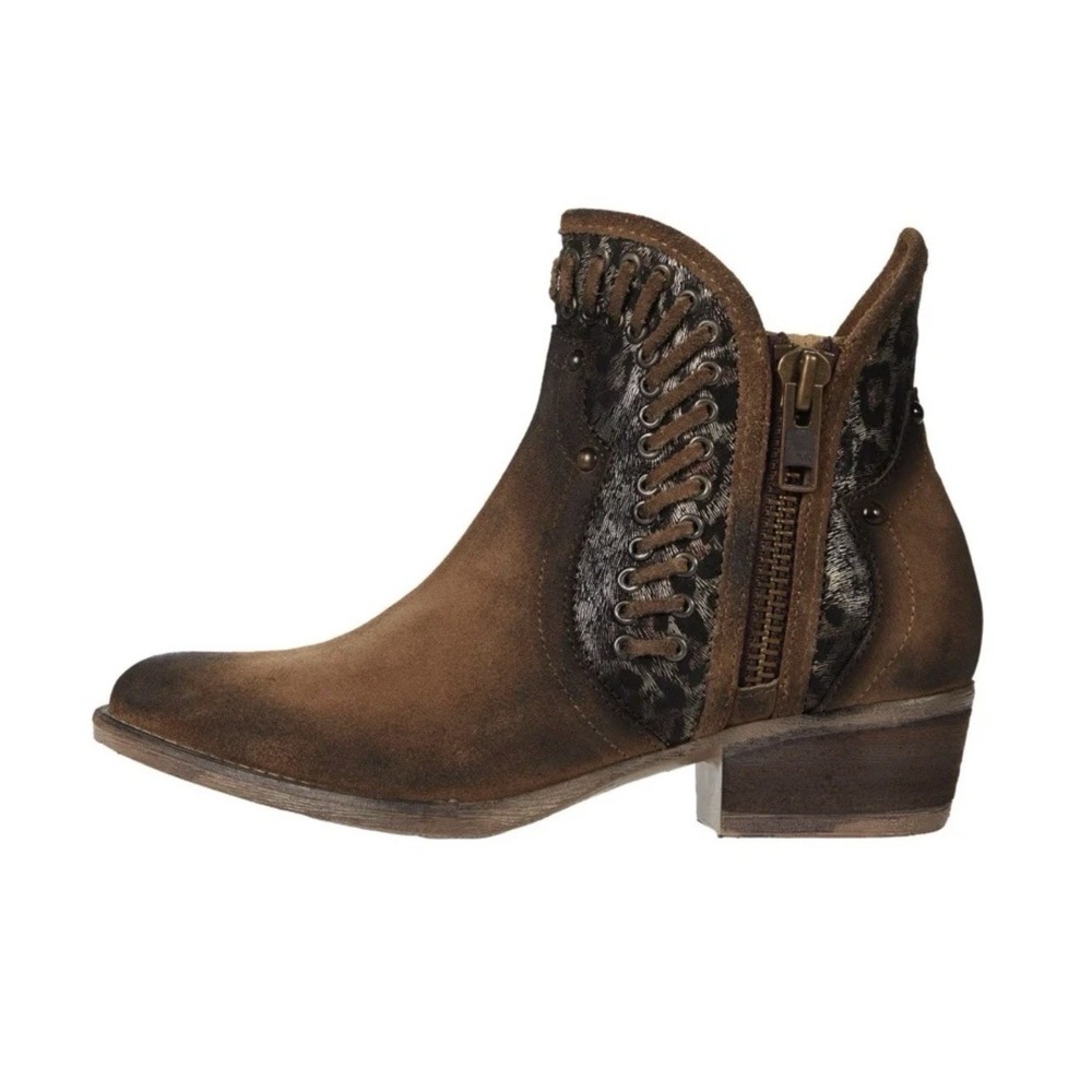 Circle G Corral Ankle Boots Womens 8.5 Brown Leather Laser Cut Western Booties